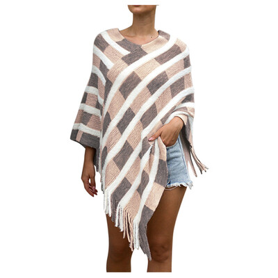 

Toponeto Women Winter Knitted Cashmere Poncho Capes Shawl Cardigans Sweater Coat
