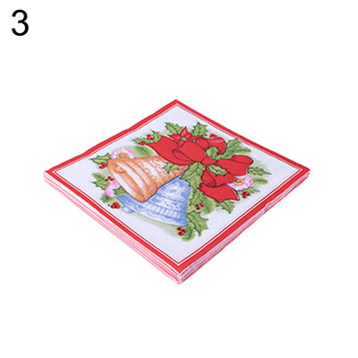 

20Pcs Christmas Tree Santa Claus Printed Wood Pulp Disposable Napkins Tissue