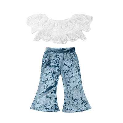 

SUMSIOM Kids Baby Girls Lace Tops DressWide Leg Pants Flared Outfits Leggings Clothes