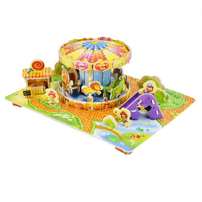 

Tailored 3D DIY Puzzle Castle Model Cartoon House Assembling Paper Toy Kid Early Learning