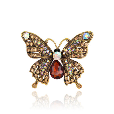 

Fashion Jewelry Lovely Butterfly Alloy Brooch Pin Upscale Diamond Brooch for Gifts