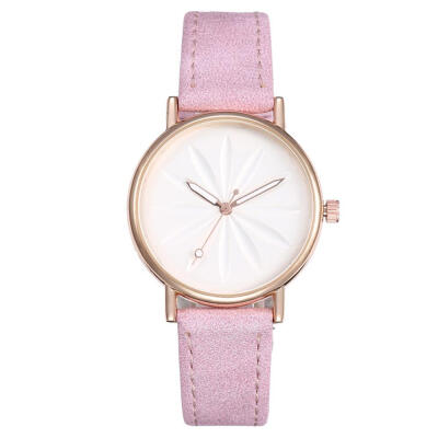 

Flower Pattern Leather Strap Womens Watches Montre Femme Acier Inoxydable Dial Small And Simple Clock The Most Popular