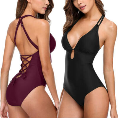

2018 Womens One Piece Swimsuit Swimwear Bathing Monokini Push Up Padded Bikini
