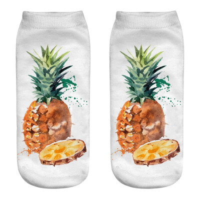 

Summer Women Low Cut Ankle Socks Funny Pineapple 3D Printing Kawaii Socks Cotton Hosiery Printed Socks