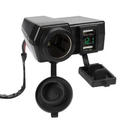 

Car-Styling 12V Waterproof Car Boat Motorcycle Dual 2 USB Charger LED Display Voltmeter Car Cigarette Lighters-Socket 3-in-1 Ada