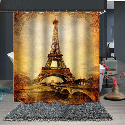 

Gobestart Popular Waterproof Shower Curtain With 12 Hooks Printed Bathroom 180x180cm