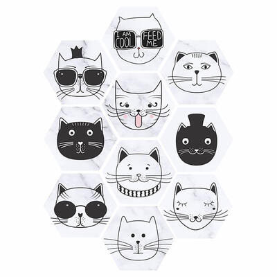 

10pcs Nordic Style Cute Hexagon Waterproof Wall Stickers DIY Tiles Decals
