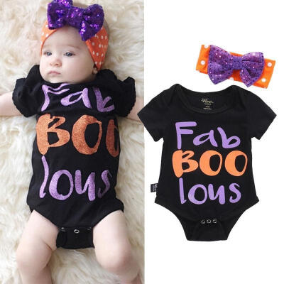 

Newborn Kids Infant Baby Girls RomperHeadband Bow Jumpsuit Bodysuit Clothes Outfits Set