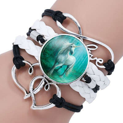 

Cute Unicorn Bracelet Handmade Rainbow Unicorn Sparkly Charm Bracelet Infinity Love Charm Bangles Best Gift for Girls&Womens