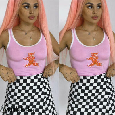 

Women Ladies Casual Sleeveless Tank Tops Vest Blouse Crop Top Short T Shirt -L
