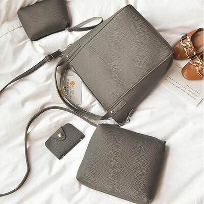 

Tailored 4Pcs Women Pattern Leather HandbagCrossbody BagMessenger BagCard Package Blue