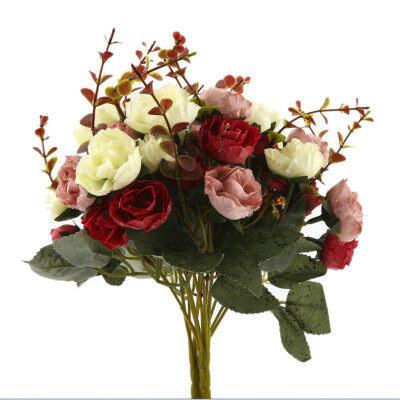 

Artificial Rose Bouquet Silk Cloth Fake Flowers Wedding Party Home Decoration Dried Flowers