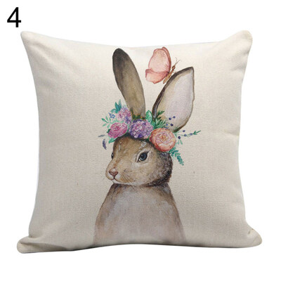 

Rabbit Printed Throw Pillow Case Easter Home Car Decor Sofa Bed Cushion Cover
