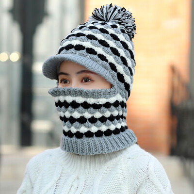 

Tailored Womens Hat Scarf Siamese Collar Girls Cute Winter Slouchy Knit Skull Cap Beret