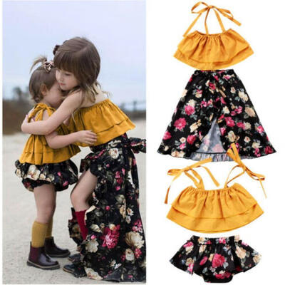 

Toddler Baby Girls Sisters Matching Halter Tops RomperShorts Dress Outfits Set