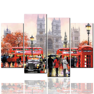 

4 Pcs HD Inkjet Paints Abstract European Street Building Decorative Painting
