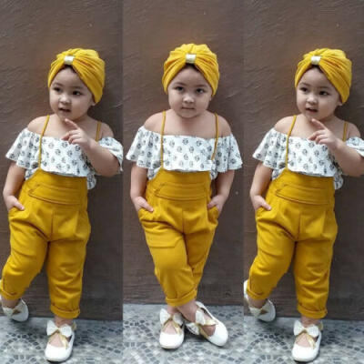 

Flora Toddler Baby Girl Kids Off Shoulder TopsLong Leggings Summer Clothes Set