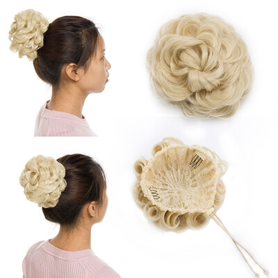 

Messy Hair Bun Chignons Synthetic Hair Extensions Wavy Updo Scrunchy Hairpieces