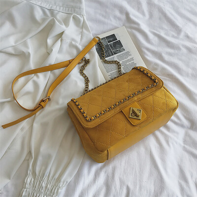 

Lingge chain bag early autumn retro lock small square bag new 2019 frosted womens shoulder bag Messenger bag