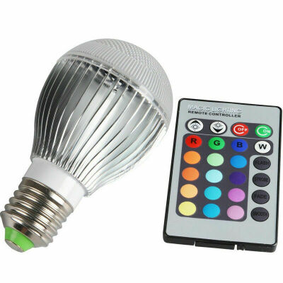 

RGB LED Bulb Light Color Change 10W Lamp Bulbs Remote Controller Living Room