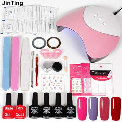 

JinTing nail art tools Manicure tool 4color 10ml nail polish gel 36W UV lamp dryer UV varnishes Base Gel Top Coat lacquer kit