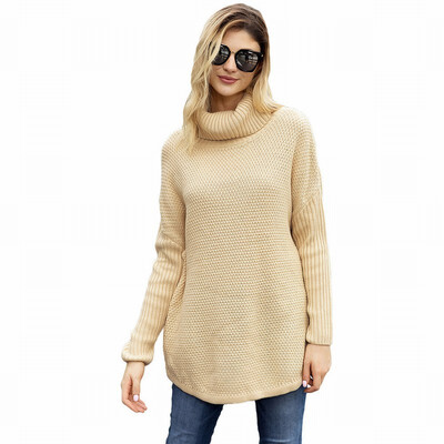 

Ribbed Knit Long Sleeve Turtleneck Sweater Casual Turtleneck Sweater