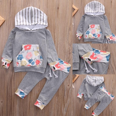 

Newborn Infant Baby Boys Girls Outfits Clothes Hooded Pants Leggings 2PCS Set