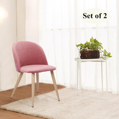 

Lot 2 Dining Chairs for Living Room Accent Leisure Side Chair Pink Color
