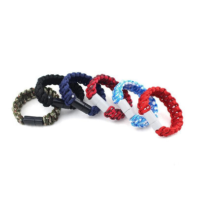 

USB Cable Bracelet Lightening Paracord Weaving Wristband Charging Sync Data Cable Cord for IPhone Camping Multifunction Umbrella R
