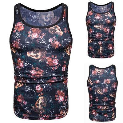 

Toponeto Mens Summer Casual Slim Printed Sleeveless Tank Top T Shirt Top Blouse