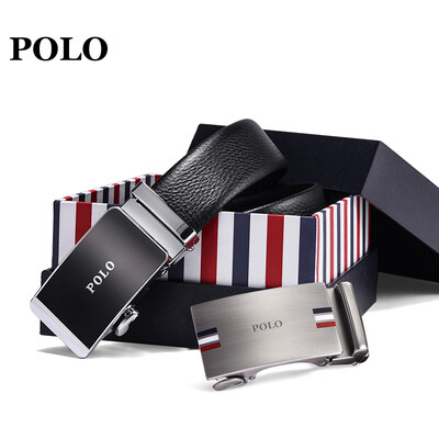 

POLO double buckle head belt layer leather automatic buckle belt gift set 060024 gift box 1