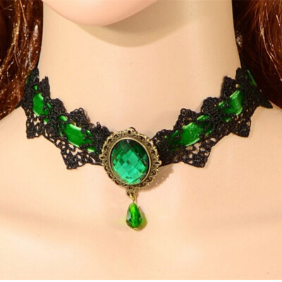 

4 Color Beauty Women Gothic Choker Collar Necklace Punk Cosplay Vintage Crystal Lace Necklace Jewelry P1314