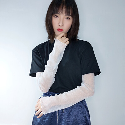 

Net red summer mesh ice silk sleeves female summer lace sunscreen cuff anti-UV thin section long sleeves cycling