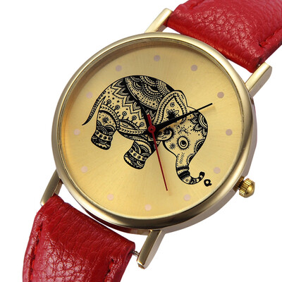 

Leather Quartz Dial marble Watch wristwatch Lovesky new Fashion Women Watches Elephant Printing Pattern Weaved Wholesale &Ff