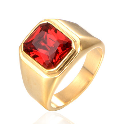 

Personality fashion square simple gem titanium steel mens ring
