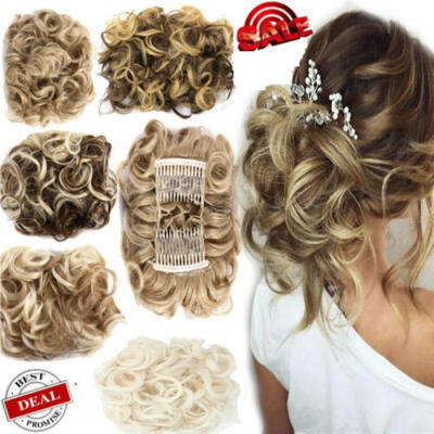 

LARGE Comb Clip In Curly Hair Piece Chignon Updo Wedding Hairpiece Extension Bun