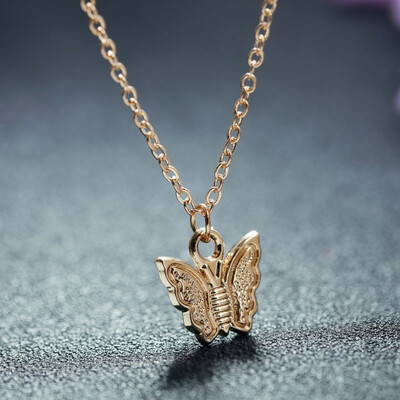 

Minimalist Geometric Pendant Necklace Sweet Gold Beads Chain Butterfly Sweet Romantic Lady Fashion Jewelry Girlfriend Gift