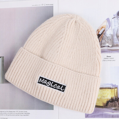 

Adult winter hat lady hair hat Korean version of simple hundred with a solid-colored knitted hat student couple ear-guard cold hat