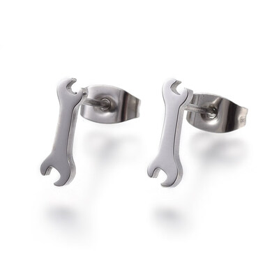 

304 Stainless Steel Stud Earrings Wrench Stainless Steel Color 115x35x13mm Pin 07mm