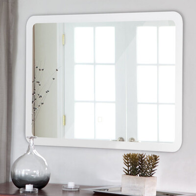 

LED Wall-mounted Bathroom Rounded Arc Corner Mirror w Touch