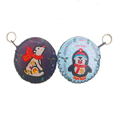 

Siaonvr 2Pcs DIY Toy Wallet 5D Diamond Painting KeyRing Key Chain Pendant Gift