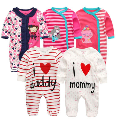 

Kiddiezoom 5PCS Baby Rompers Long Sleeve Baby Girls Clothes Clothing Sets Bodysuits Baby Boys Clothes Outwear Newborn Babywear