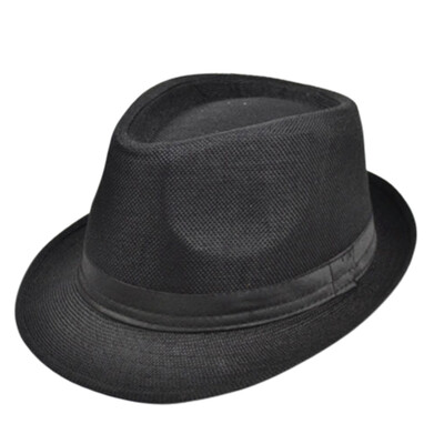 

Unisex Women Men Summer Casual Beach Trilby Hat Wide Brim Panama Hat With Black Ribbon
