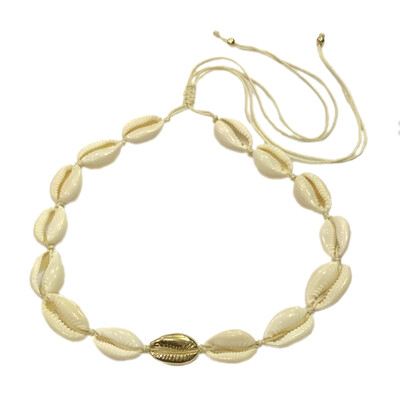 

Wholesale Puka Natural Shell gold cowrie Shell necklace women best friend cowry seashell bijoux collier femme bohemian jewellry
