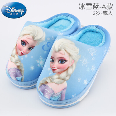 

Disney childrens cotton slippers girls winter baby cute indoor girl child cartoon princess warm home shoes BX201 blue 240mm length 220