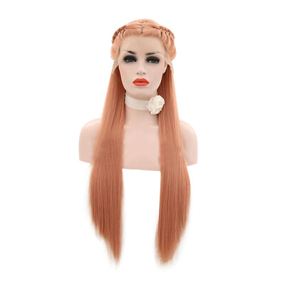 

〖Follure〗Synthetic Baby Hair Braided Double Lace Front Wig Long Ombre Colorful Wigs