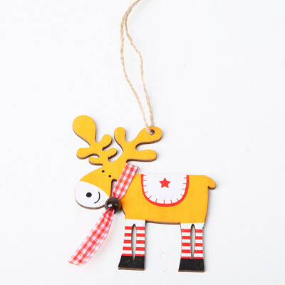 

The Decoration Wood Painted Elk Creative Christmas Tree Pendant