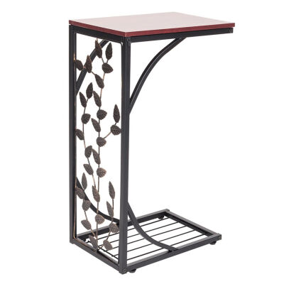 

Leaf Pattern Iron Side Tables Multifunctional Portable Compact Coffee Tables Brown