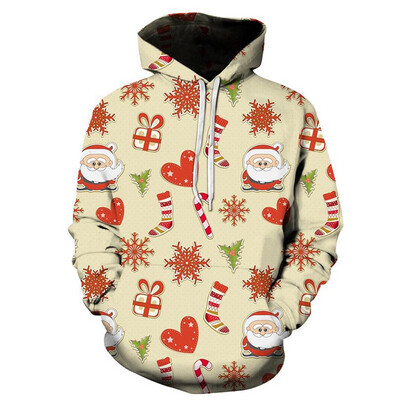 

Toponeto Mens Happy Christmas 3D Printed Long Sleeve Shirt Round Neck Blouse Top Hoodies