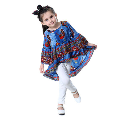 

Girls Blouse Irregular Length Peacock Bohemia Shirt Loose Dress Shirt Princess Girl Children Blouse